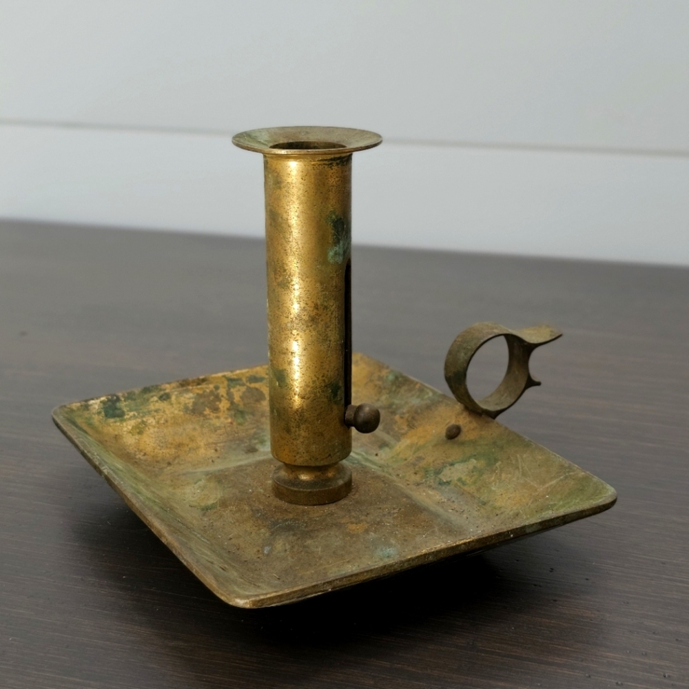 Vintage Brass Candle Holder push up